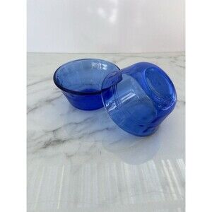 Vintage Pyrex Cobalt Blue Glass Bowls Set of 2 Small Nesting Dessert Custard